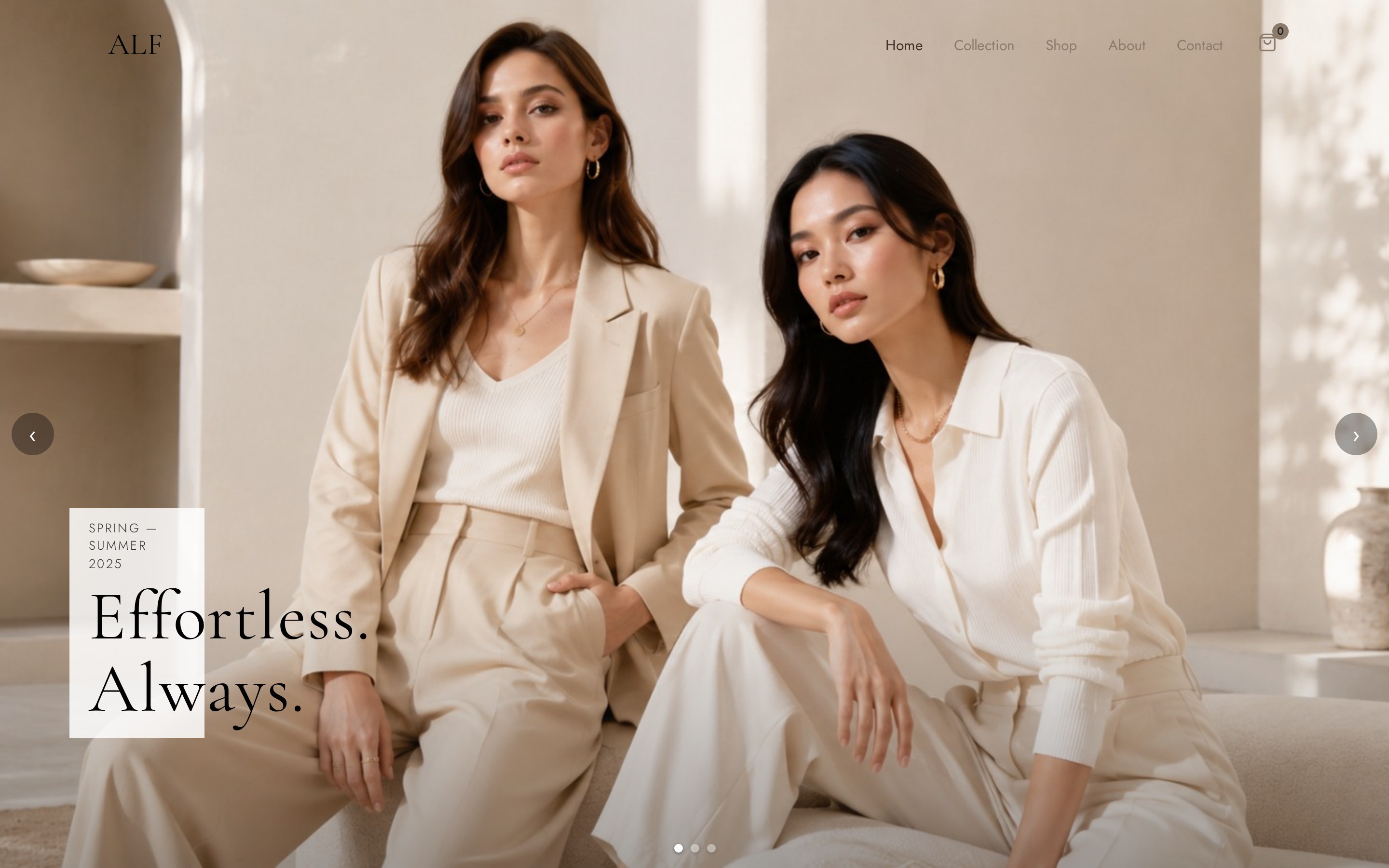 ALF Fashion womenswear website — desktop view