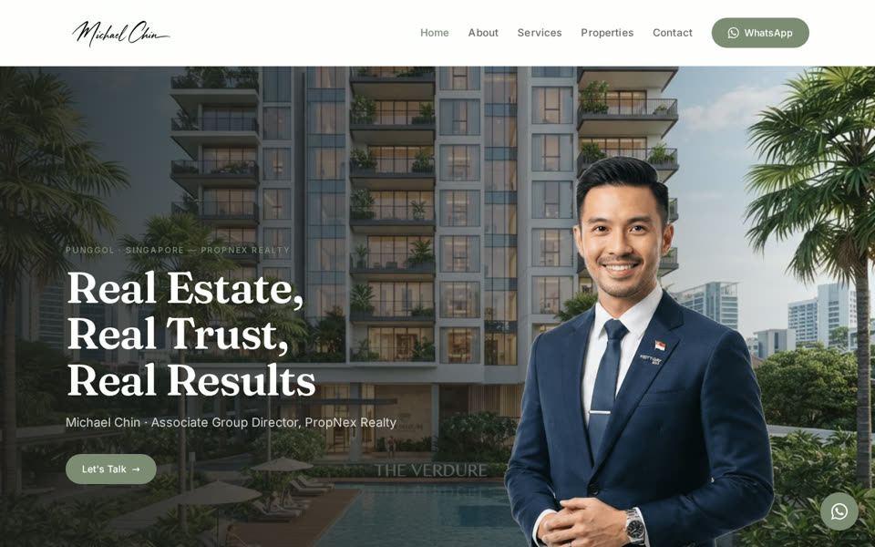 Michael Chin real estate website — desktop view