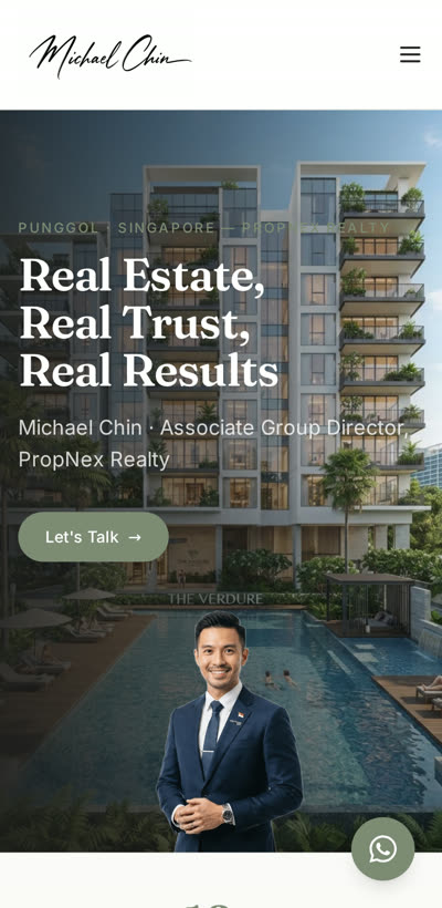 Michael Chin real estate website — mobile view