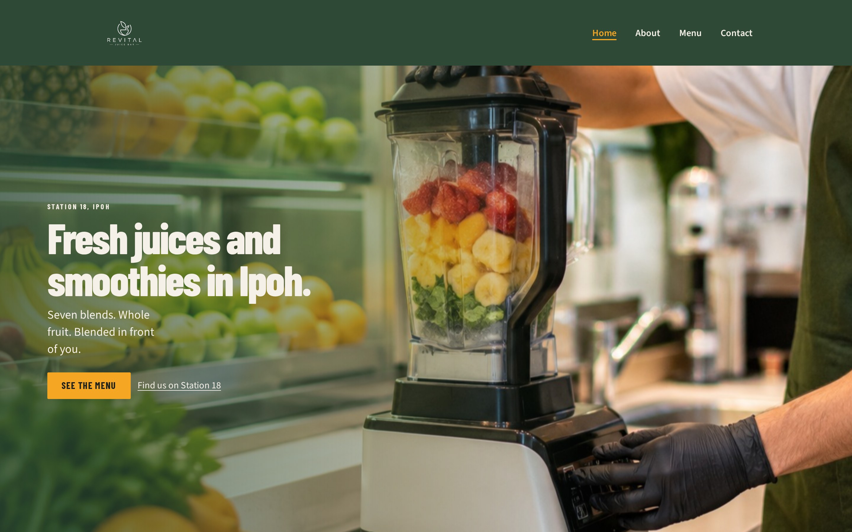 Revital Juice Bar website — desktop view