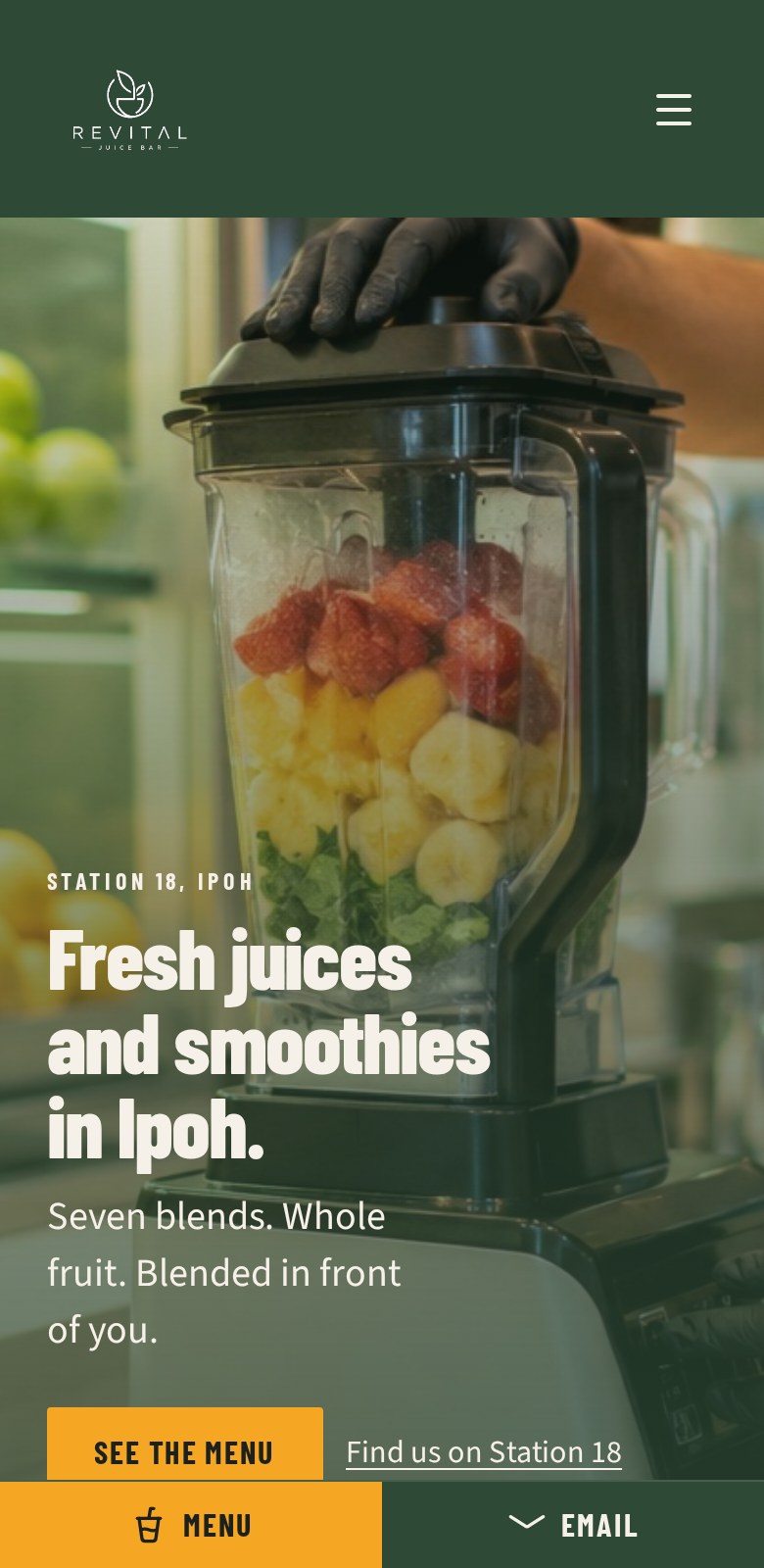 Revital Juice Bar website — mobile view